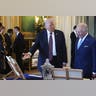 President Donald Trump and King Charles III discuss items from the Royal Collection exhibition.