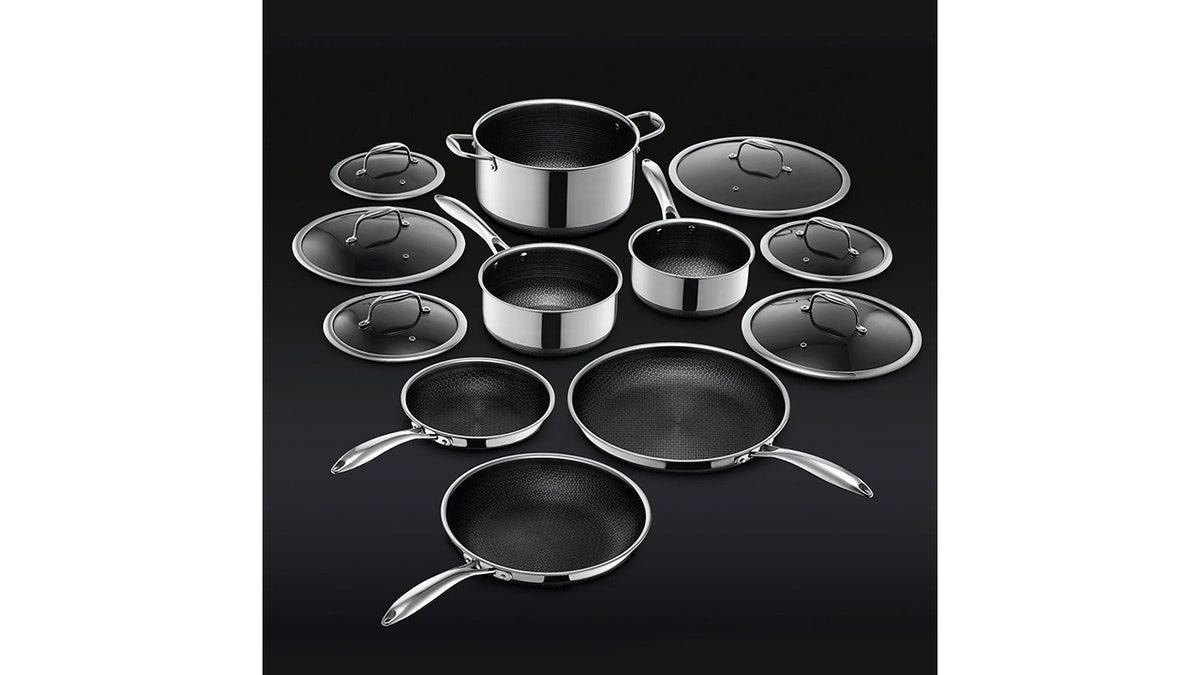 All the frying pans and pots you need are in this set.