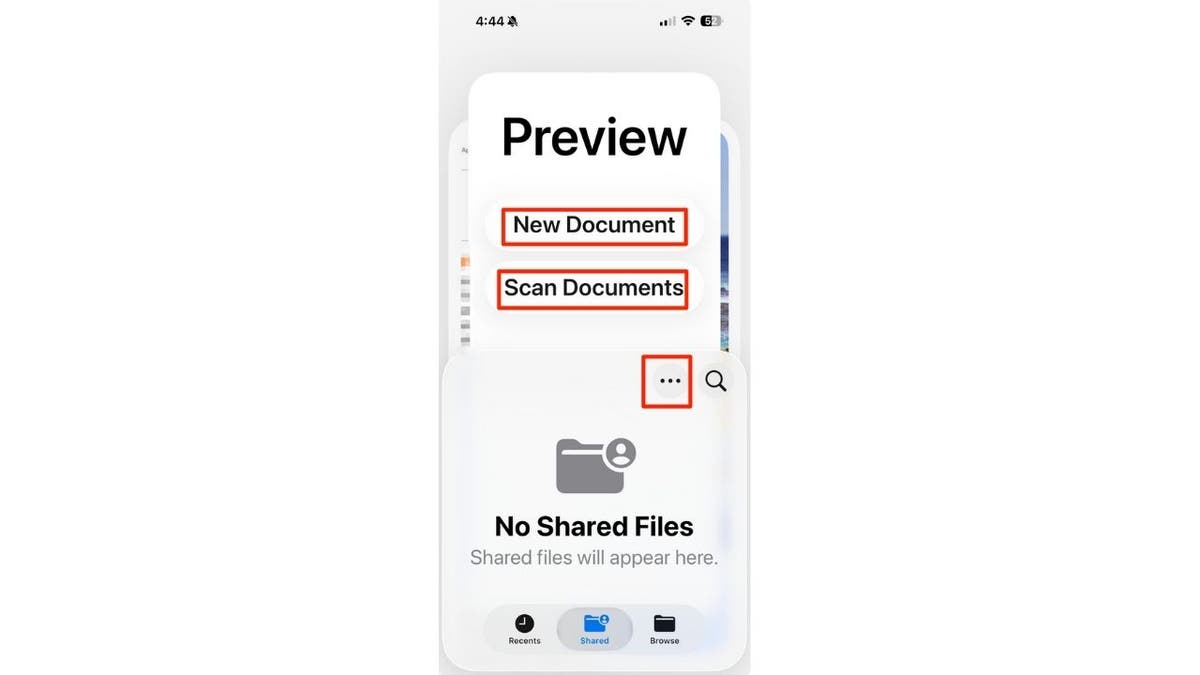 iPhone priekšskatījuma lietotnē izceļot opcijas, lai izveidotu a 