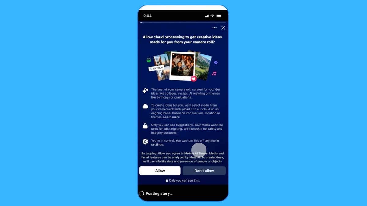Camera roll instructions for Facebook.