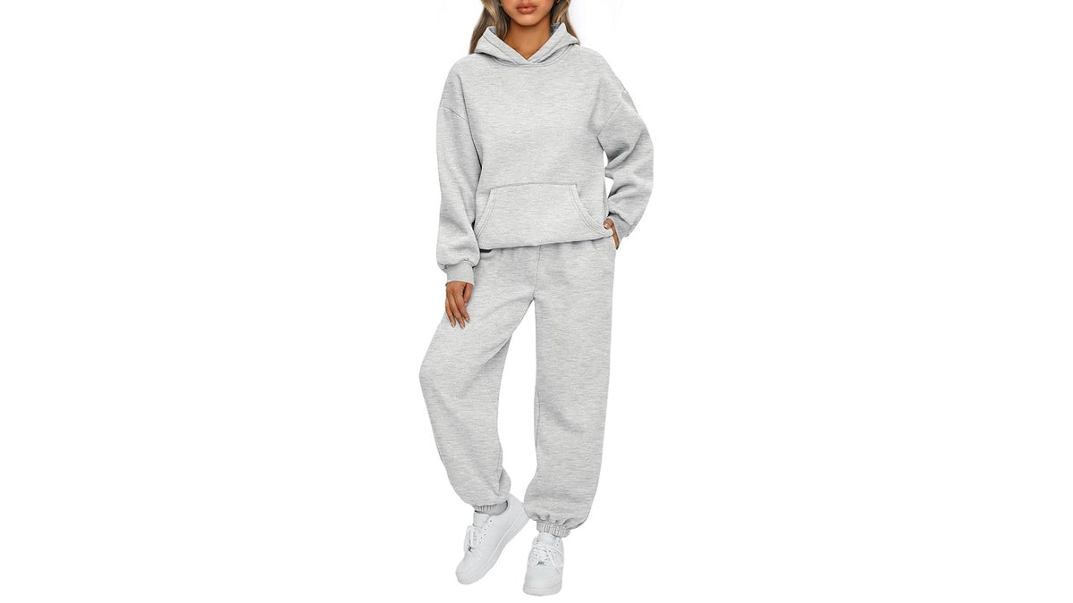 Stay comfortable your entire trip with this sweatpants-and-sweatshirt combo.