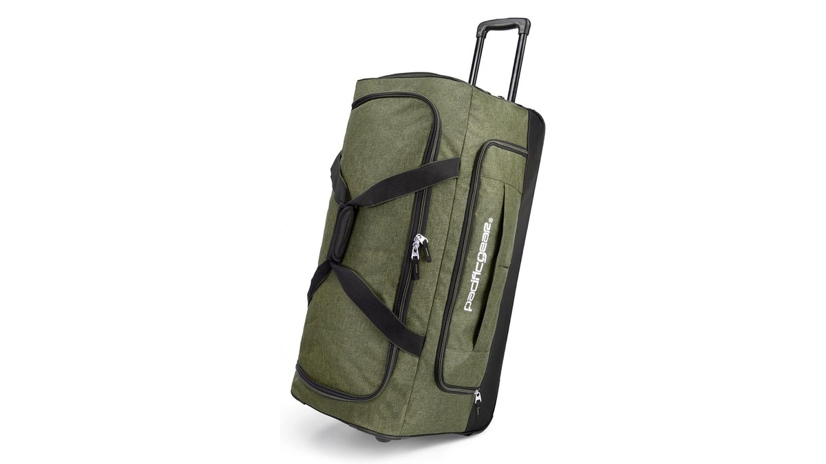 Pack all your belongings in this easy-to-maneuver rolling duffel. 