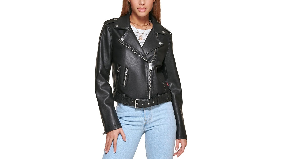 Look cool in this stylish faux leather jacket from Levi's.