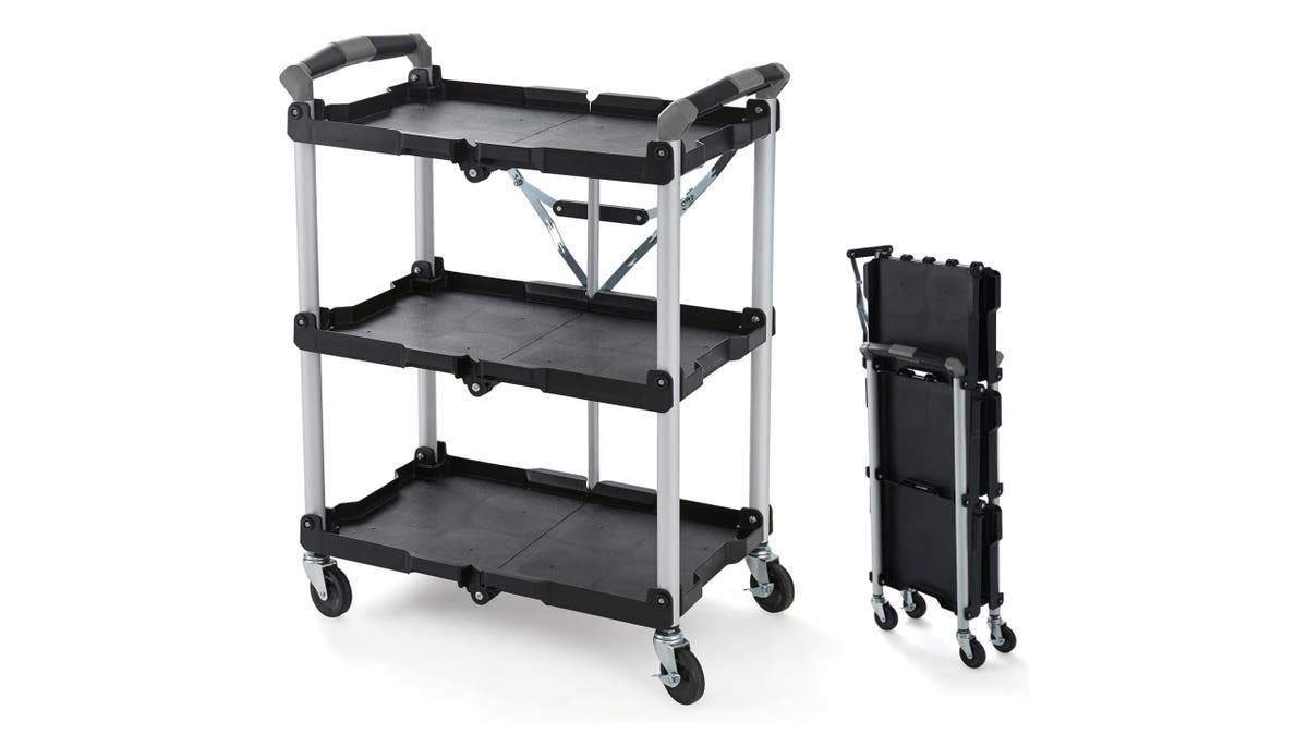 Stay organized with a collapsible tool cart. 