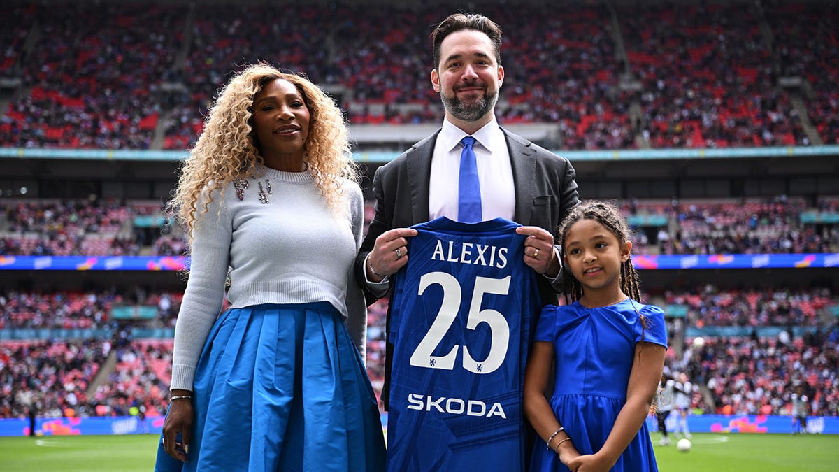 Alexis Ohanian and Serena Williams at soccer match with daughter
