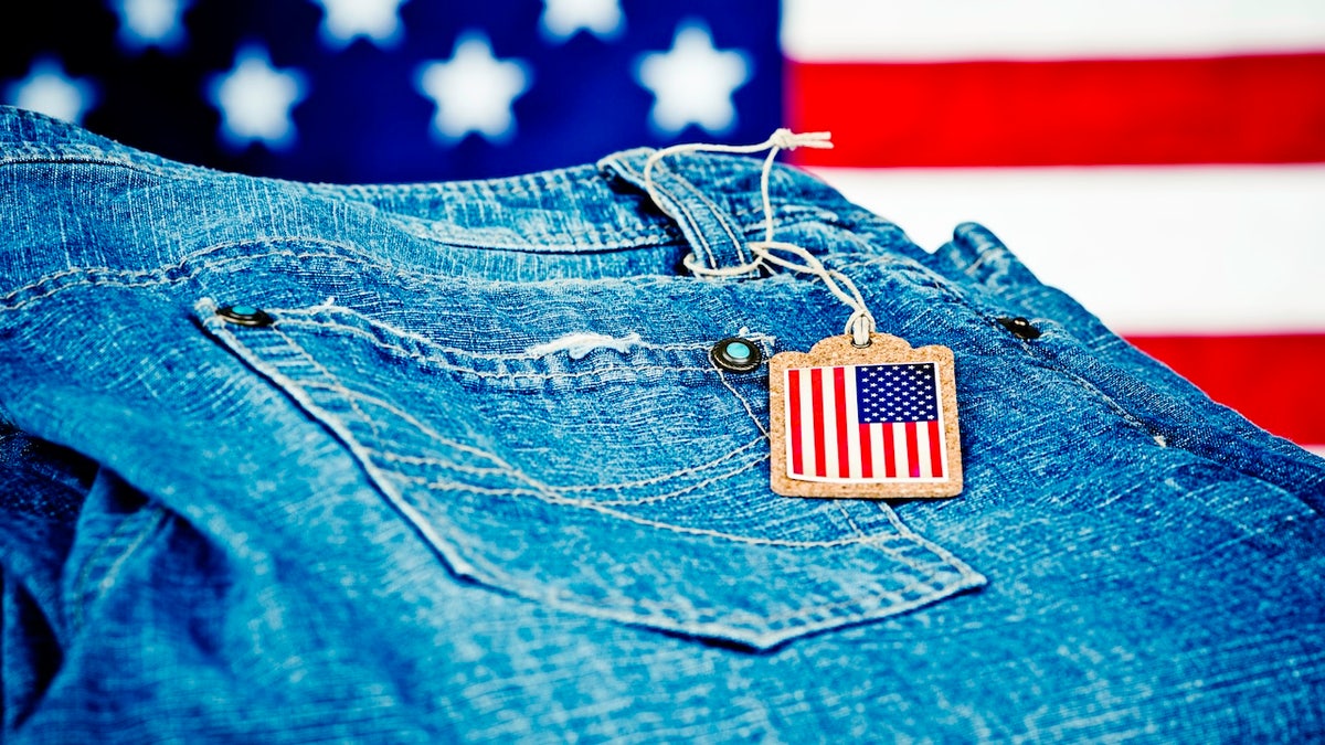 Jeans with American flag label