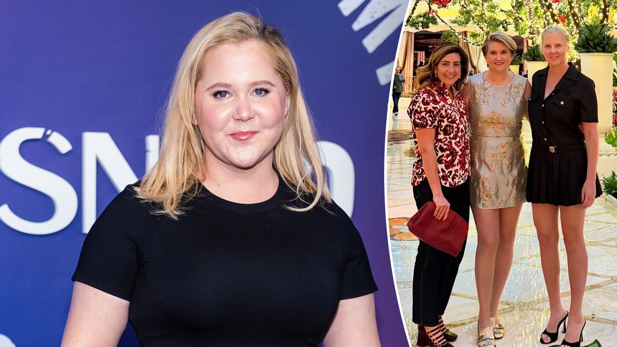 Amy Schumer smiling with friends