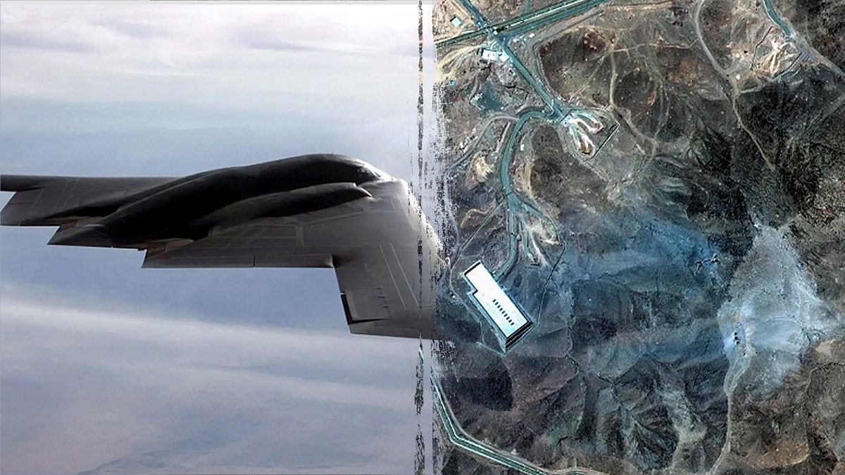 B-2 jet and Iranian nuclear site