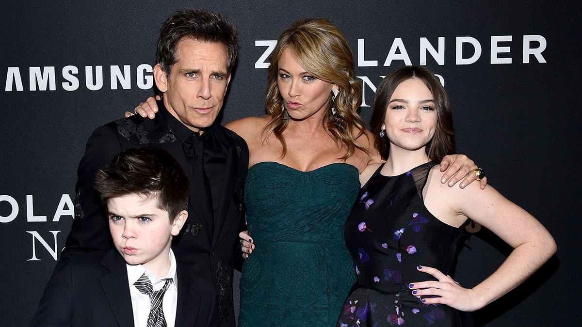 Ben Stiller with wife and kids at zoolander 2 premiere