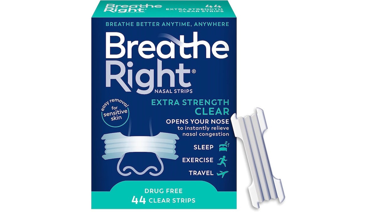 Relieve nasal congestion with a box of Breathe Right strips. 