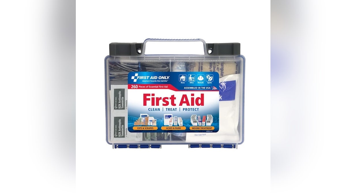 This first aid kit includes everything you need in a minor emergency.