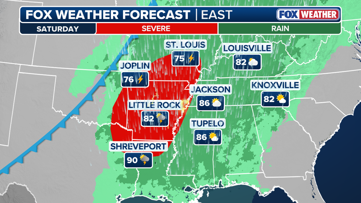 weather map showing severe rain