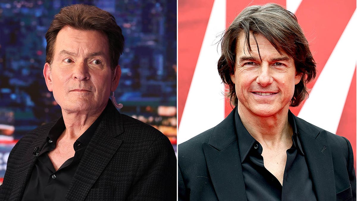 A split of Charlie Sheen and Tom Cruise