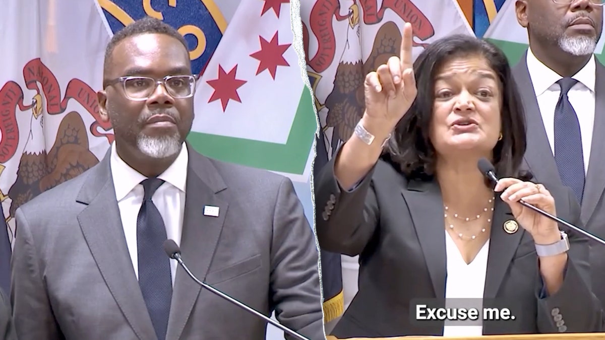 Chicago Mayor Brandon Johnson and Rep. Pramila Jayapal.