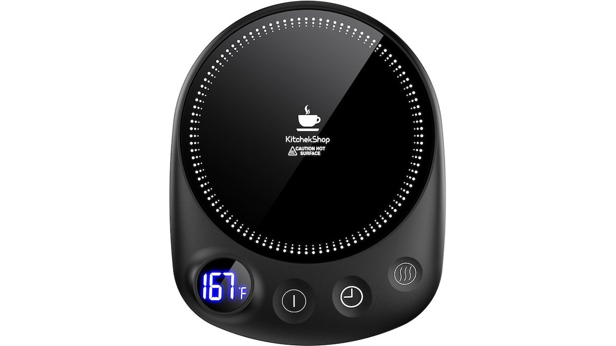 A coffee warmer keeps their drinks hot all day long. 