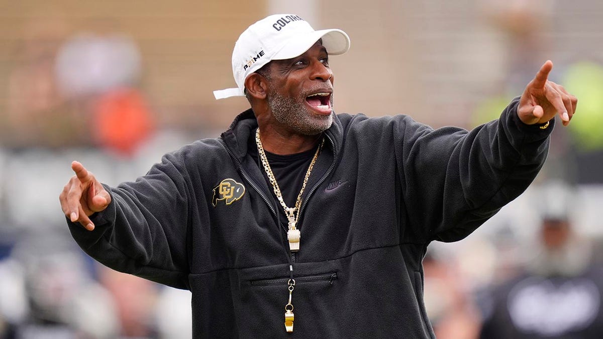 Deion Sanders gets animated on the sideline