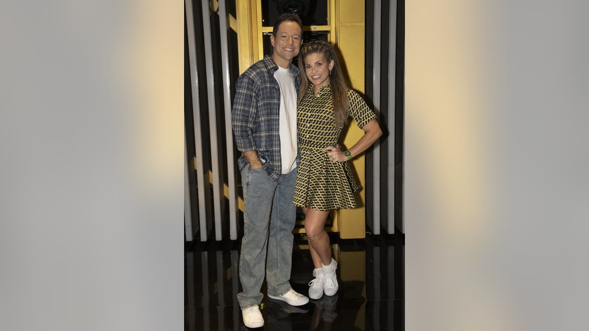 Danielle Fishel and Pasha Pashkov dressed and Cory and Topanga on Dancing with the Stars