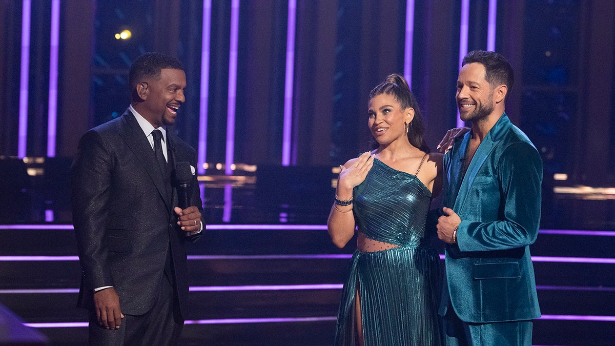 Danielle Fishel with Pasha Pashkov and Alfonso Ribeiro on Dancing with the Stars