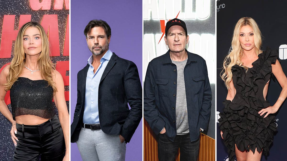 A split of Denise Richards, Aaron Phypers, Charlie Sheen and Brandi Glanville. 