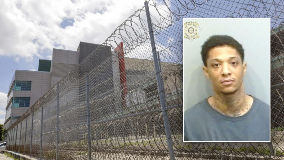 The Orleans Parish jail with a mugshot of Derrick Groves.