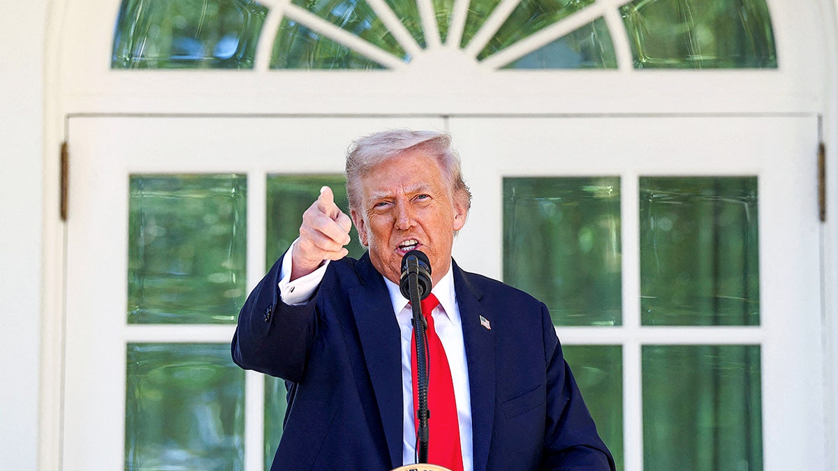 Trump speaking in the Rose Garden