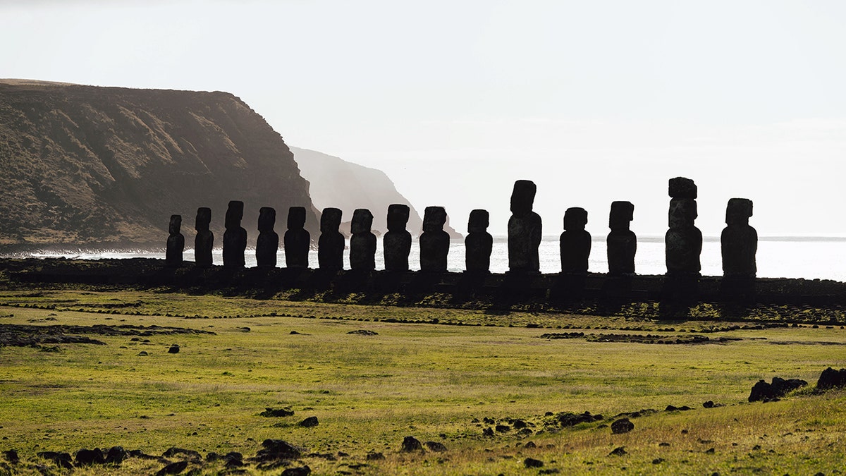 Easter Island heads by sea