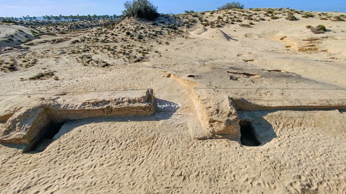 View of ancient military wall in desert