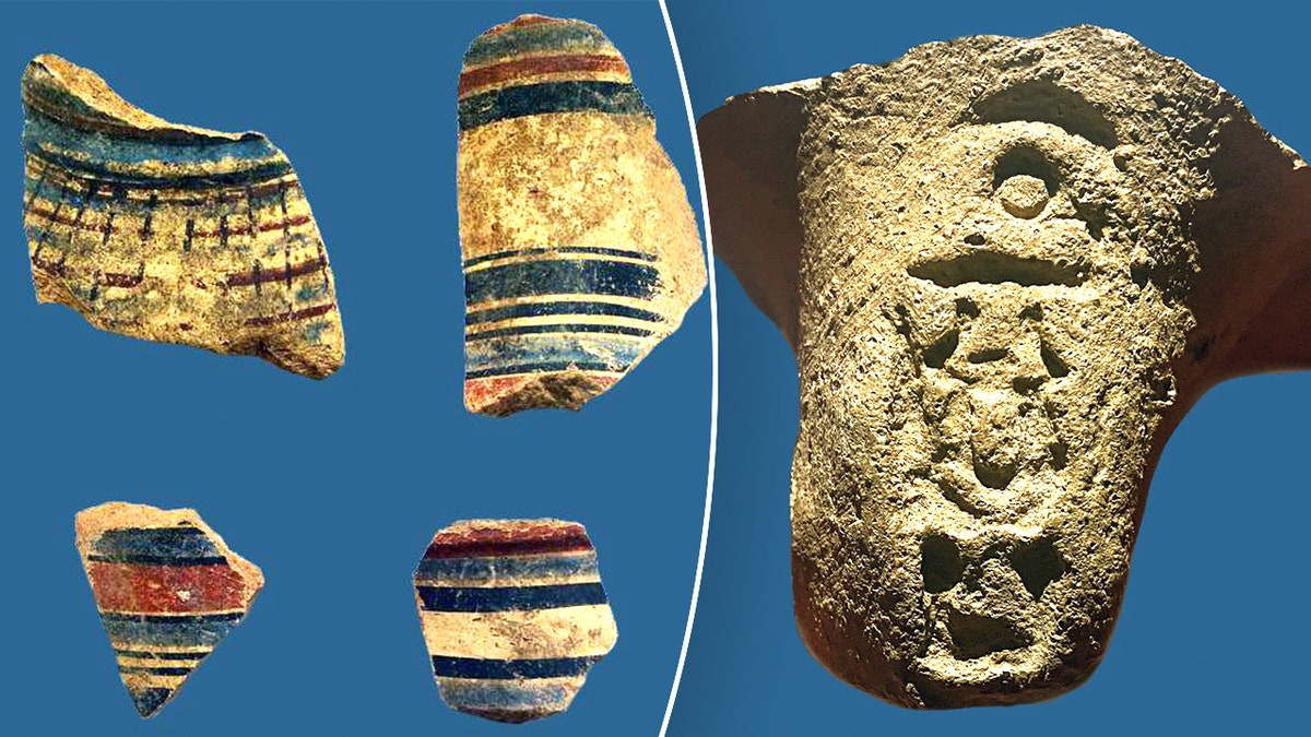 Various ceramic fragments and inscriptions found