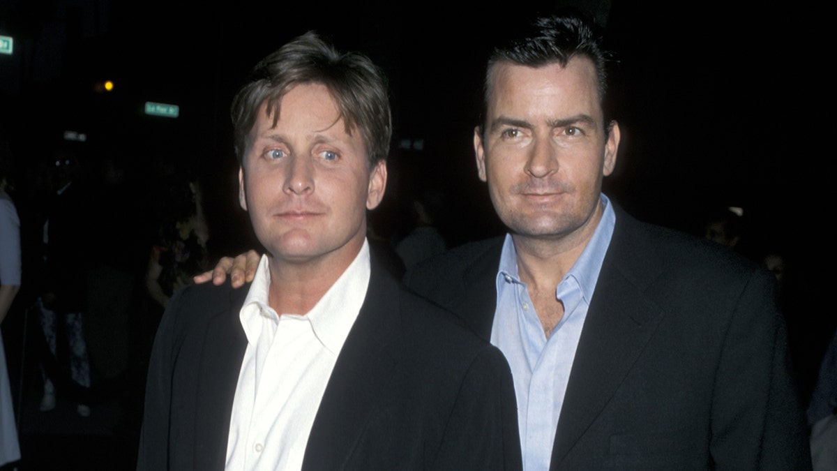 Emilio Estevez and Charlie Sheen at the premiere of "Rated X" in 2000.