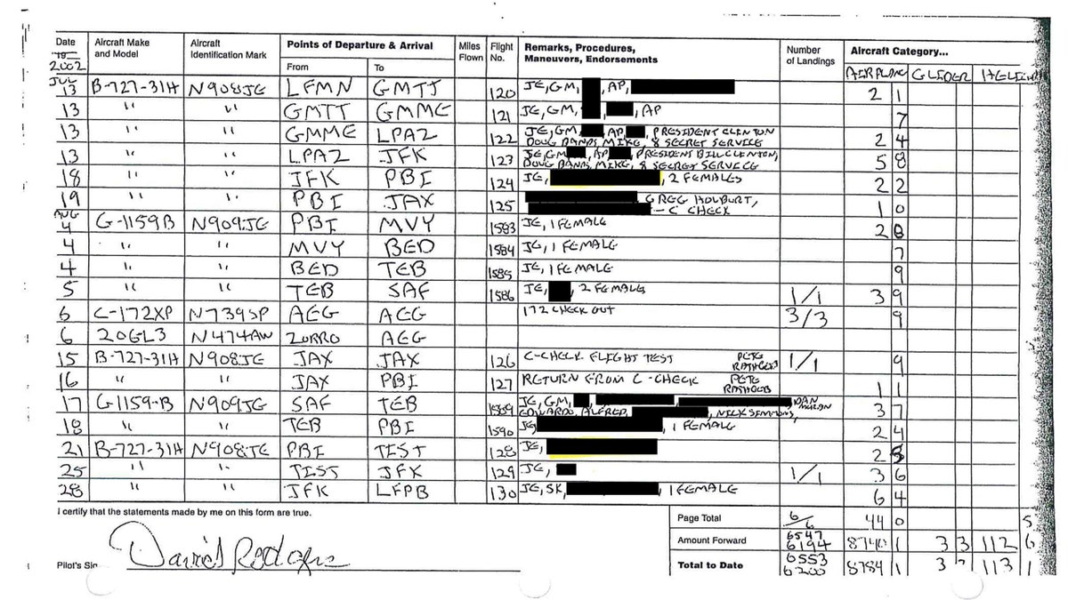Jeffrey Epstein flight logs