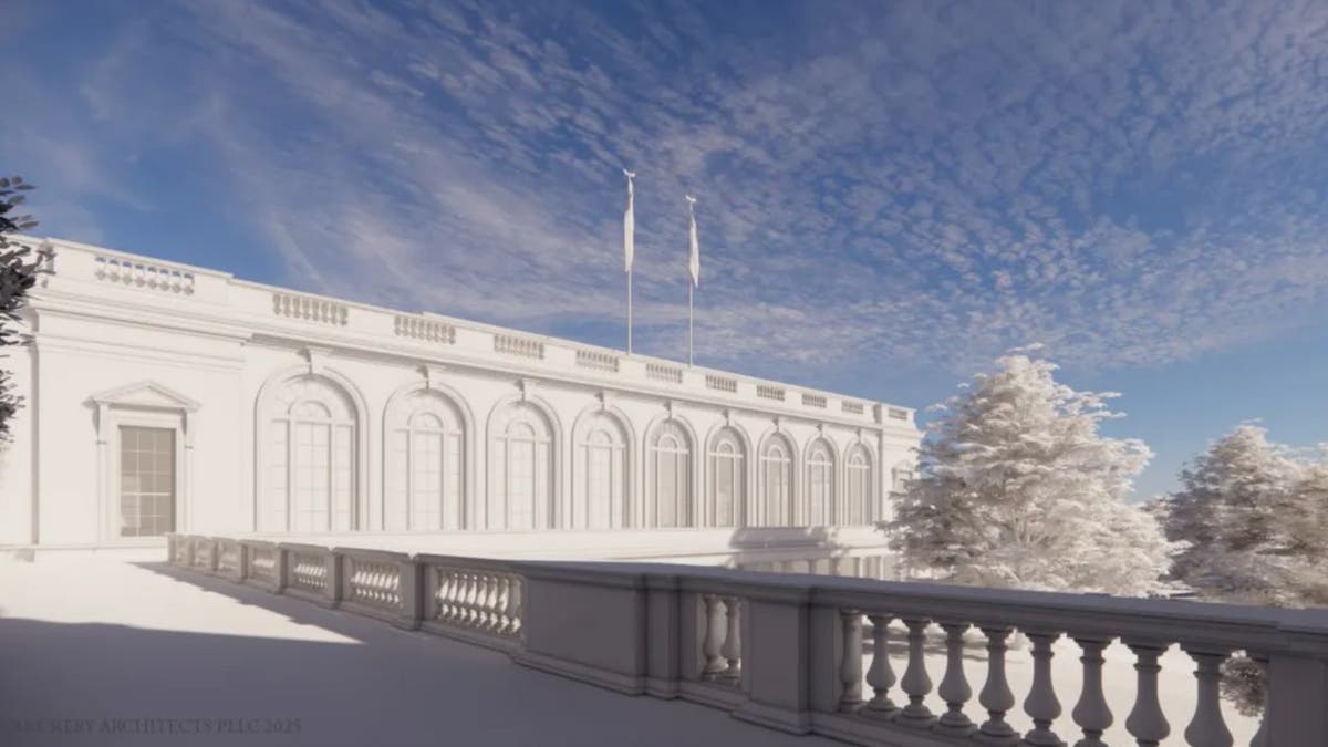 Rendering eksterior Ballroom Gedung Putih yang baru
