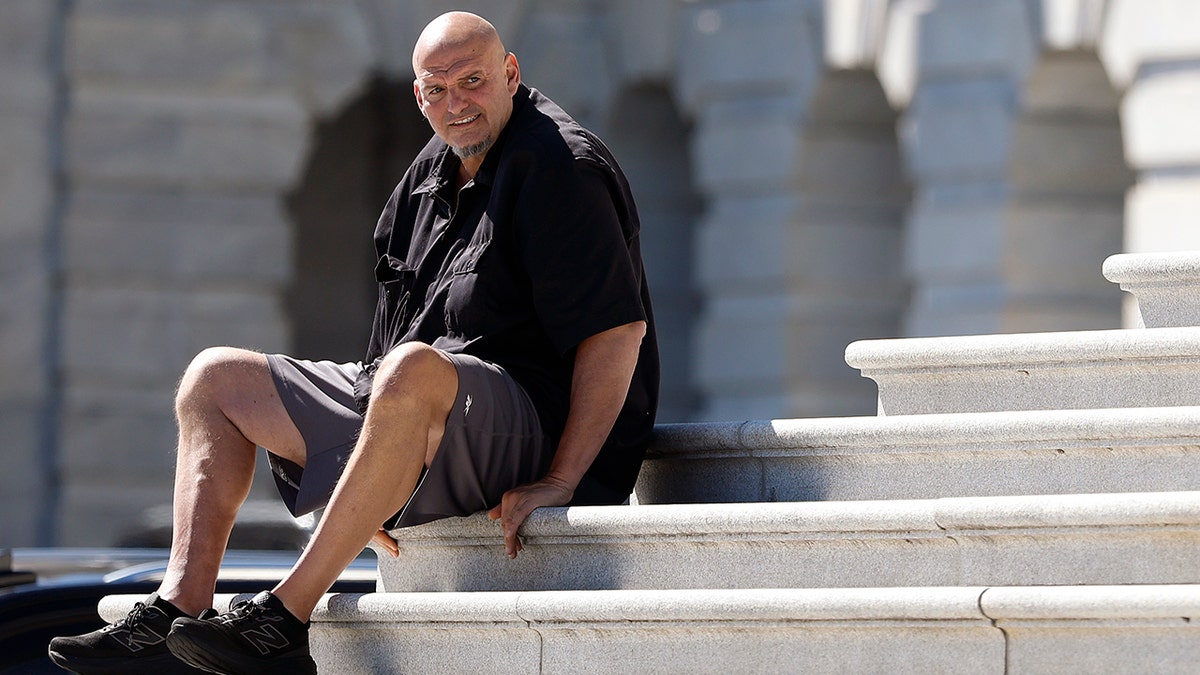 Fetterman sits down on US Capitol steps