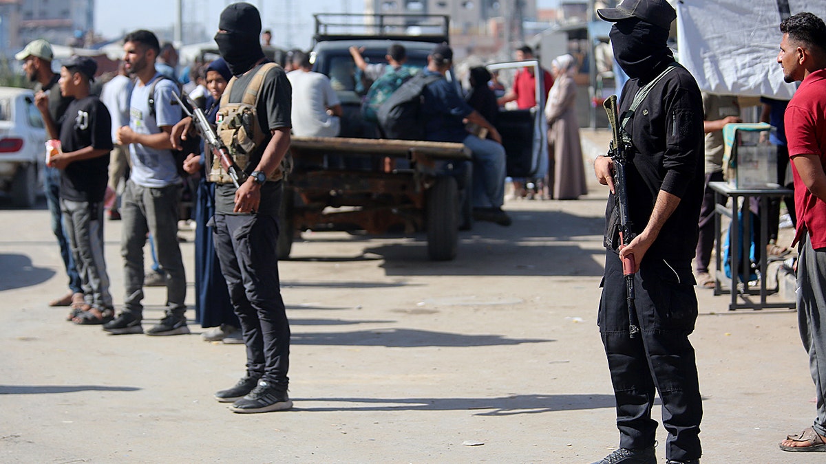 Militants in the streets of Gaza.