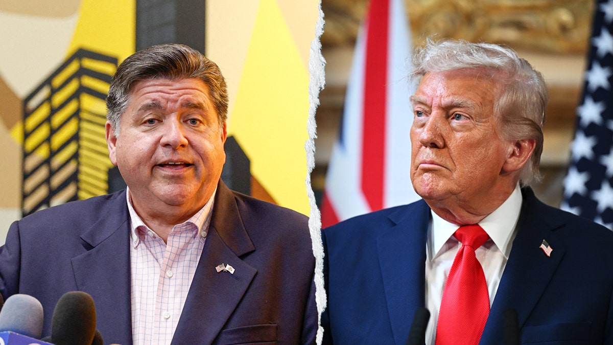 Pritzker next to Trump