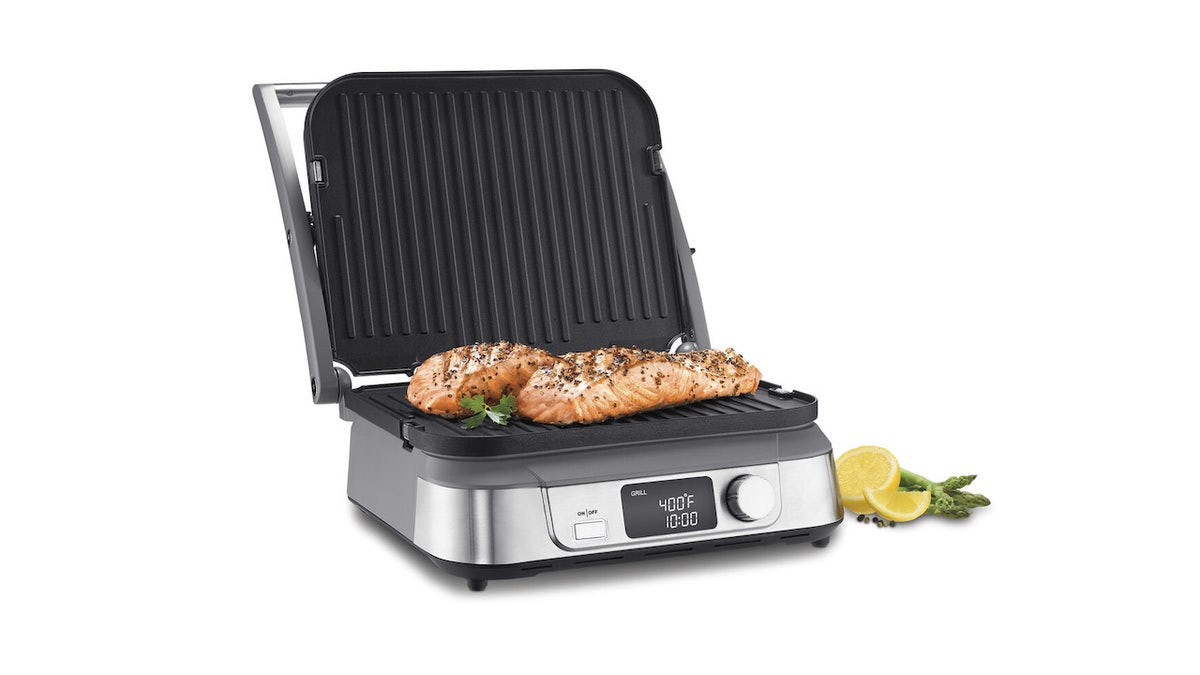 This countertop appliance can be used as a grill or a griddle. 