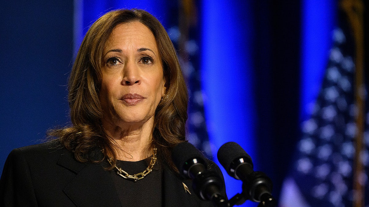 Former Vice President Harris giving address onstage