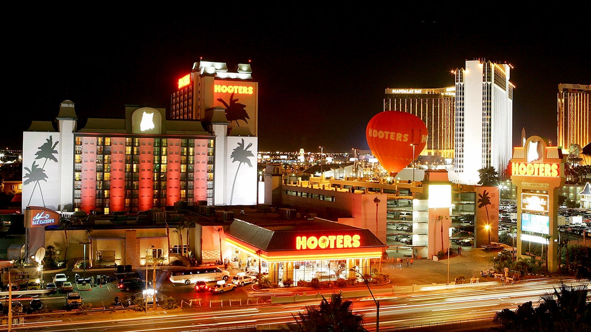 The Hooters Casino Hotel is shown at night in 2006.