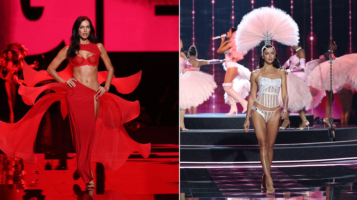 Irina Shayk wore two different looks on the runway at the Victoria's Secret Fashion Show.