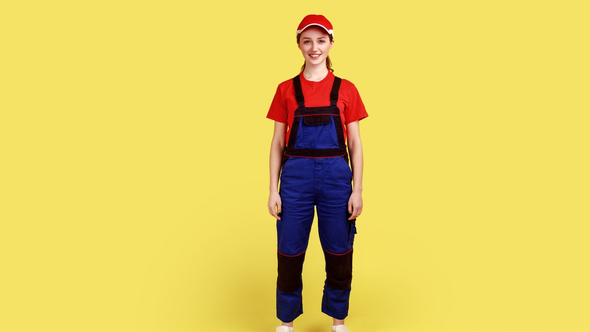 Look like Mario or Luigi with a set of overalls and a red or green shirt.