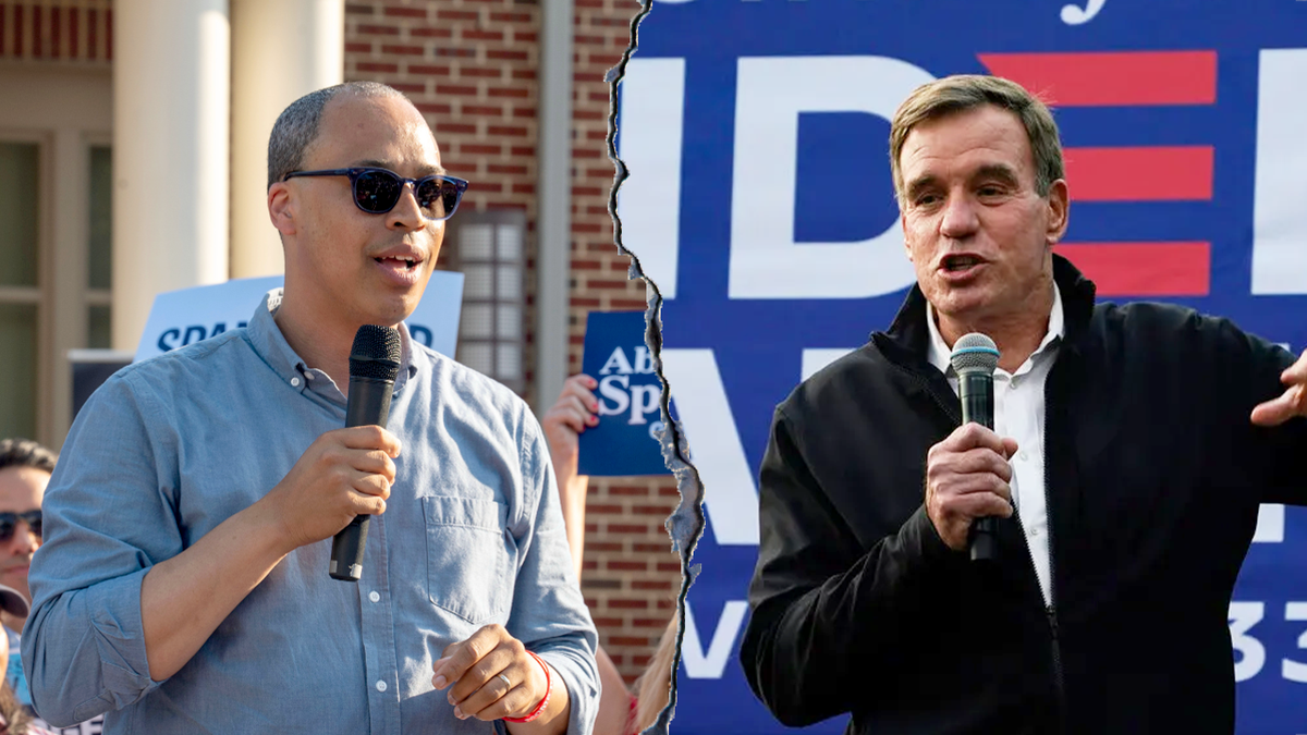 split image of Jay Jones and Mark Warner