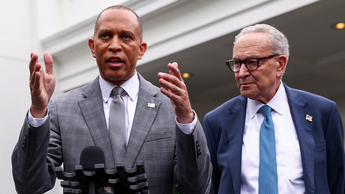 Hakeem Jeffries and Chuck Schumer speaking