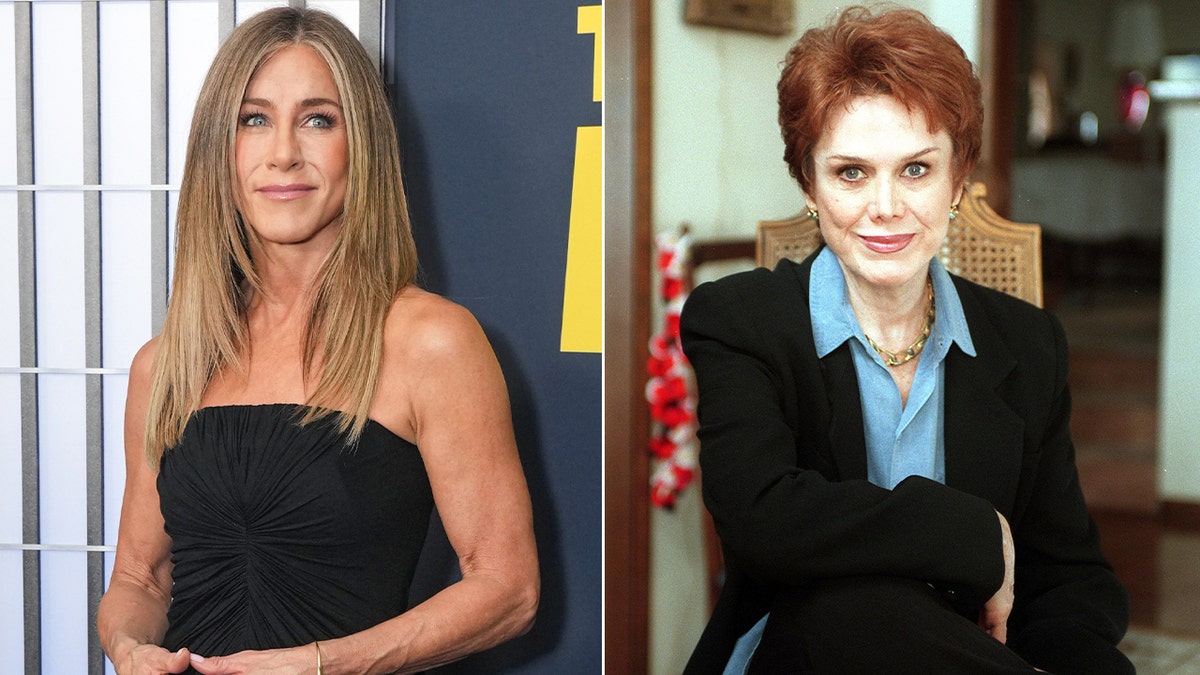 A split of Jennifer Aniston and her mom, Nancy Aniston.