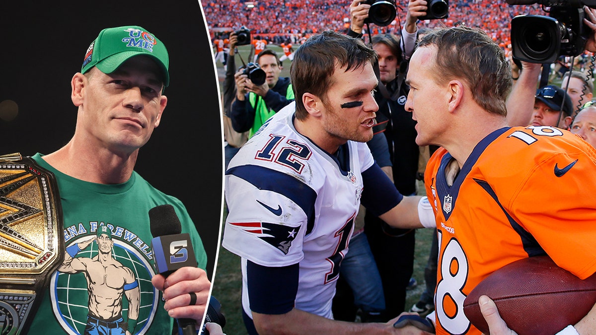 John Cena, Tom Brady, and Peyton Manning