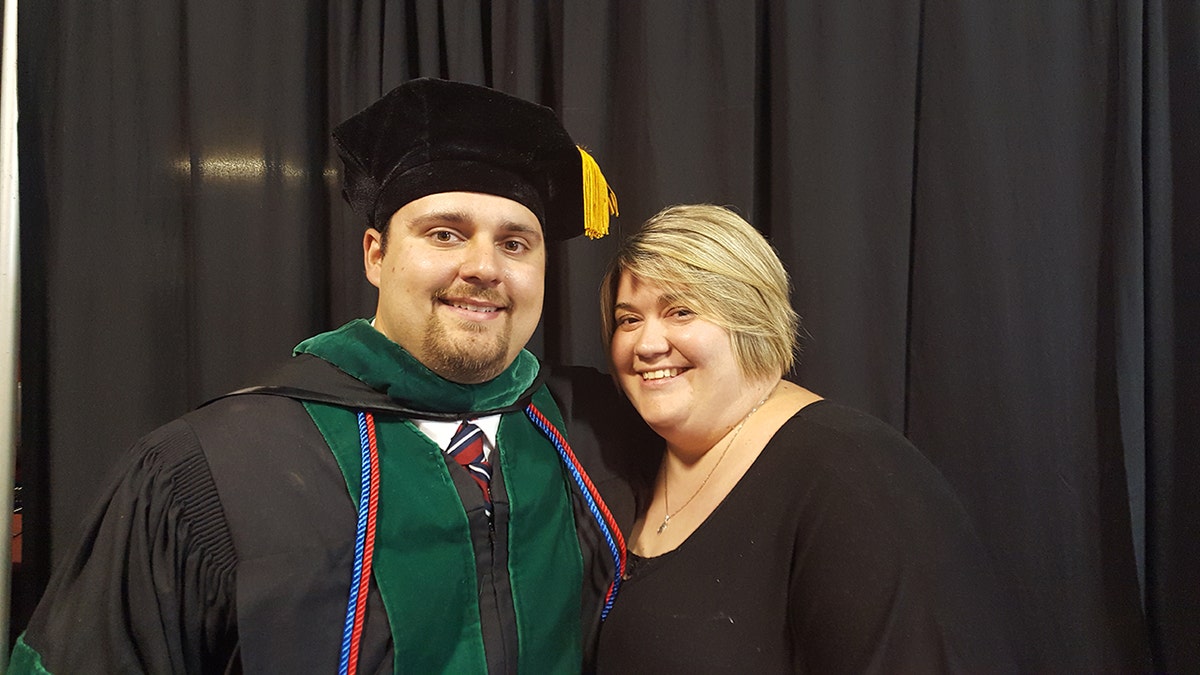 Justin Rutherford and Stacey Rutherford after his graduation.