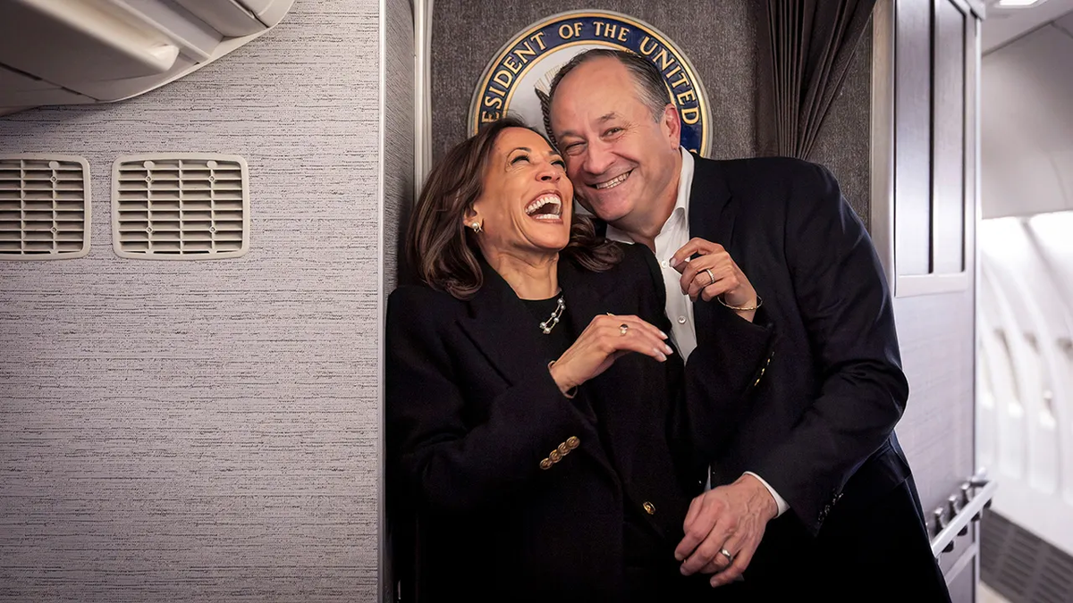 Kamala Harris shares a laugh with Doug Emhoff