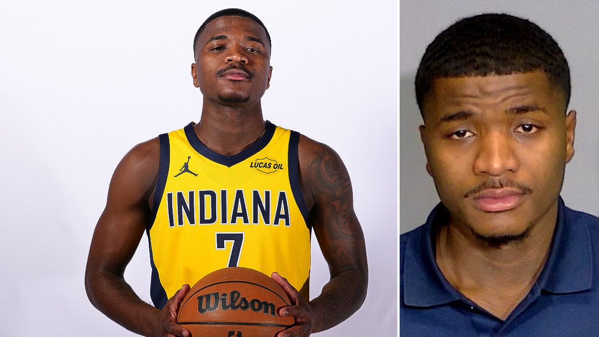 Kameron Jones next to his mugshot