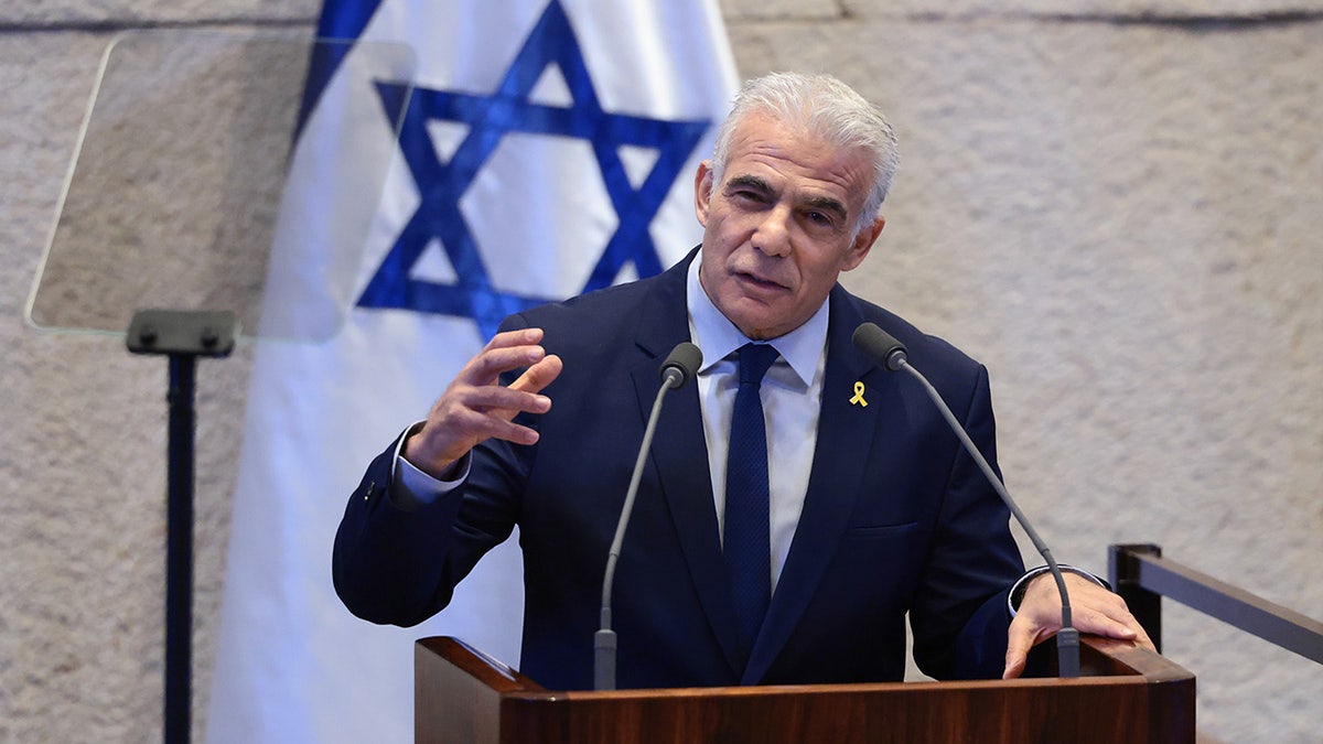 Israeli opposition leader Yair Lapid speaks at the Knesset