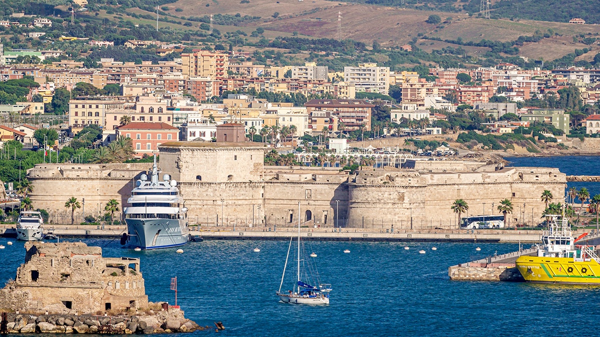 Aerial view of Civitavecchia, Italy with ancient buildings