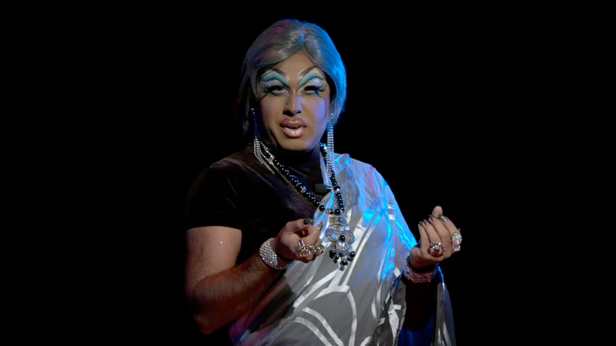 Tufts Professor Kareem Khubchandani who also happens to be a drag queen and goes by the name of "LaWhore Vagistan." (Photo: How to be an Auntie | LaWhore Vagistan | TEDxTufts YouTube Screenshot)

