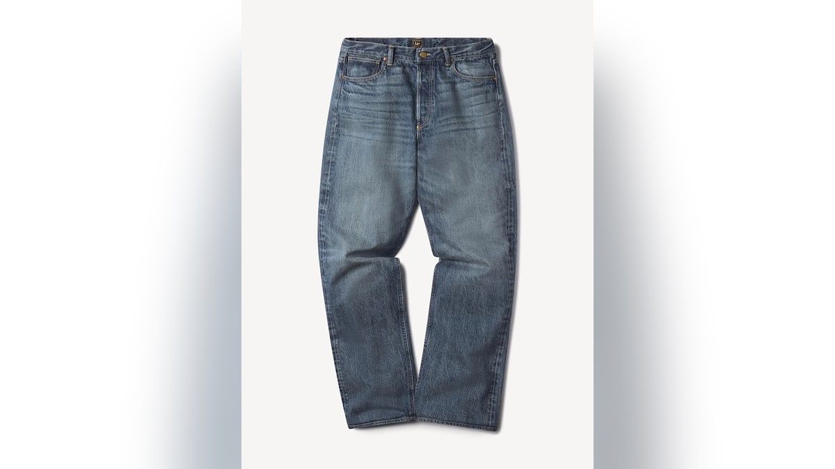 Lee pairs with Buck Mason to make tough, wider leg jeans.
